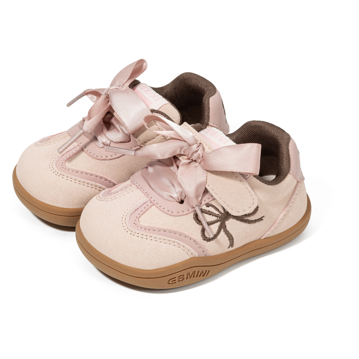 Blush Wide Toe Ribbon Sneakers