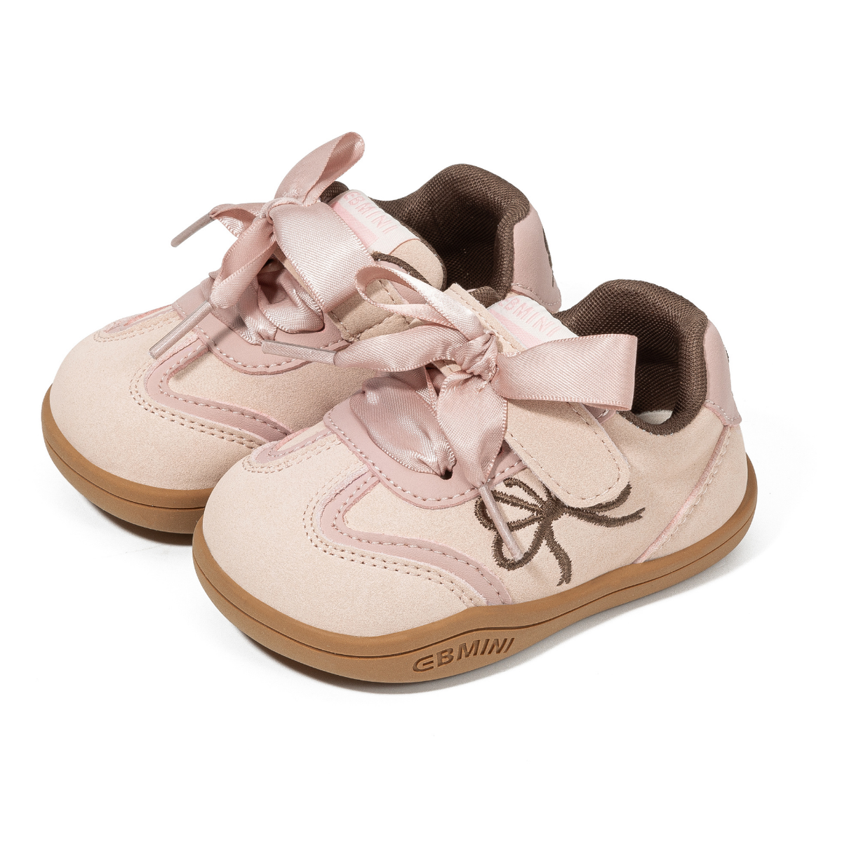 Blush Wide Toe Ribbon Sneakers