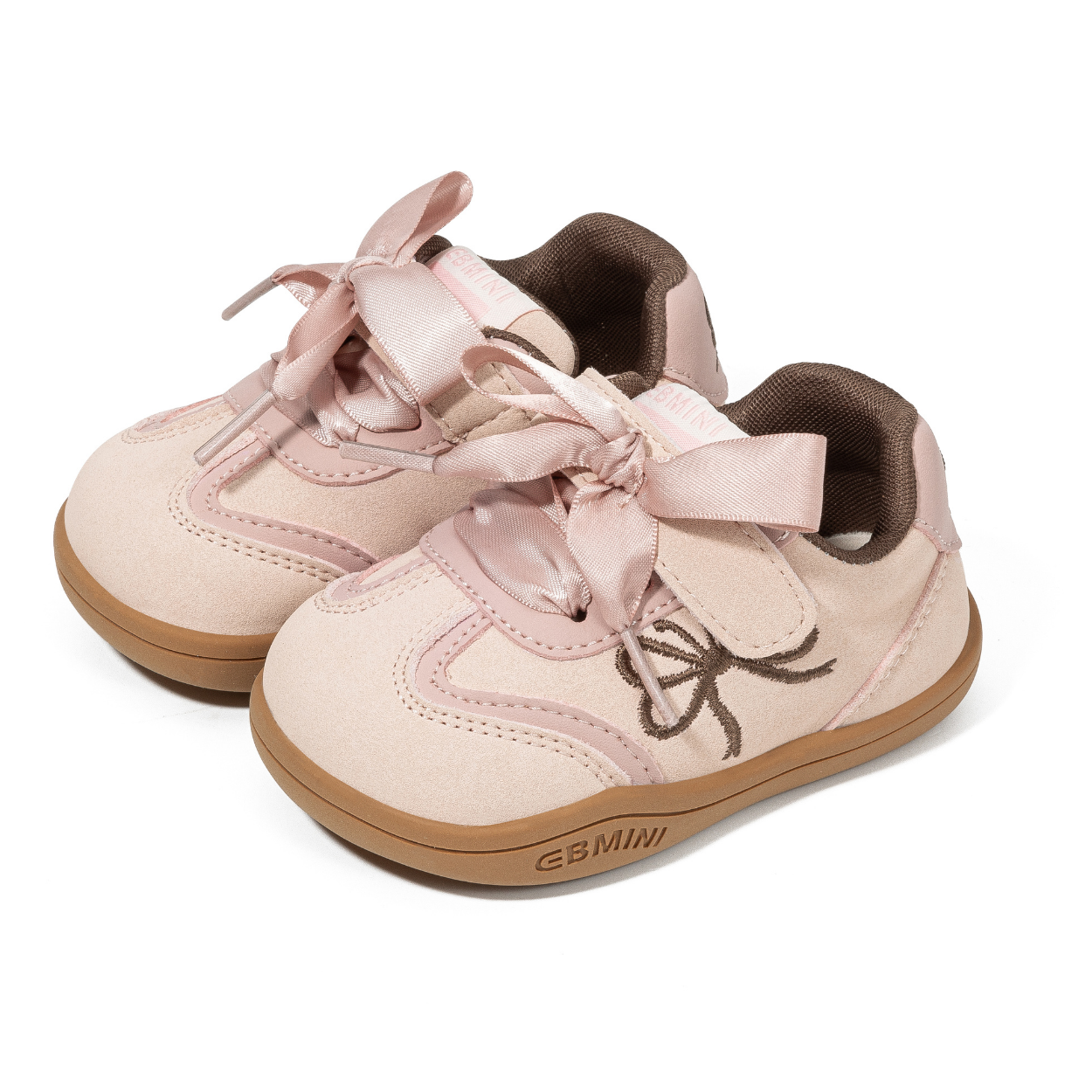 Blush Wide Toe Ribbon Sneakers
