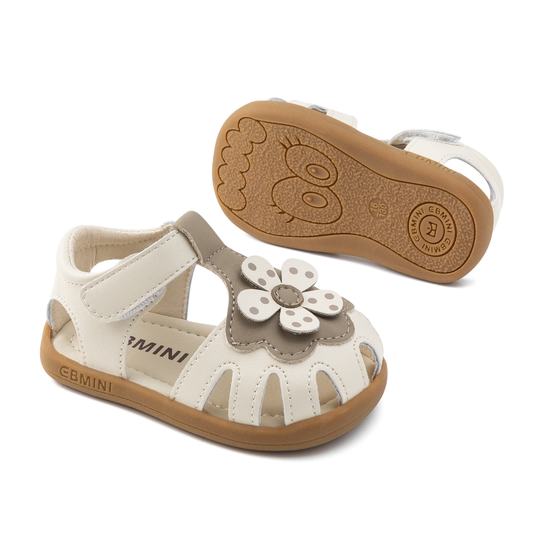 Flora - Barefoot Leather Flower Sandal - Girls