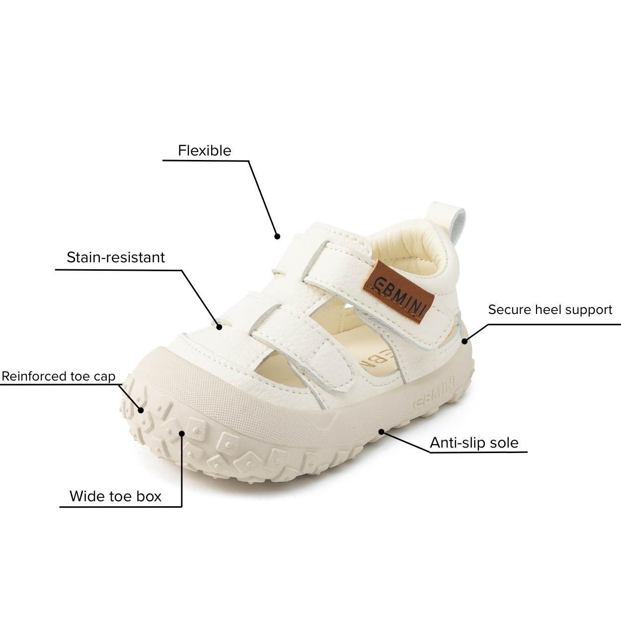 Finn - Barefoot Leather Sandal Wide Toe - Toddler Boys Girls