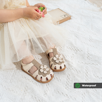 Flora - Barefoot Leather Flower Sandal - Girls