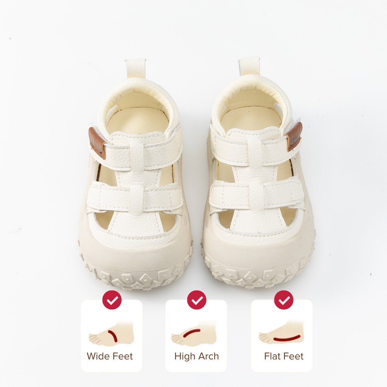 Finn - Barefoot Leather Sandal Wide Toe - Toddler Boys Girls