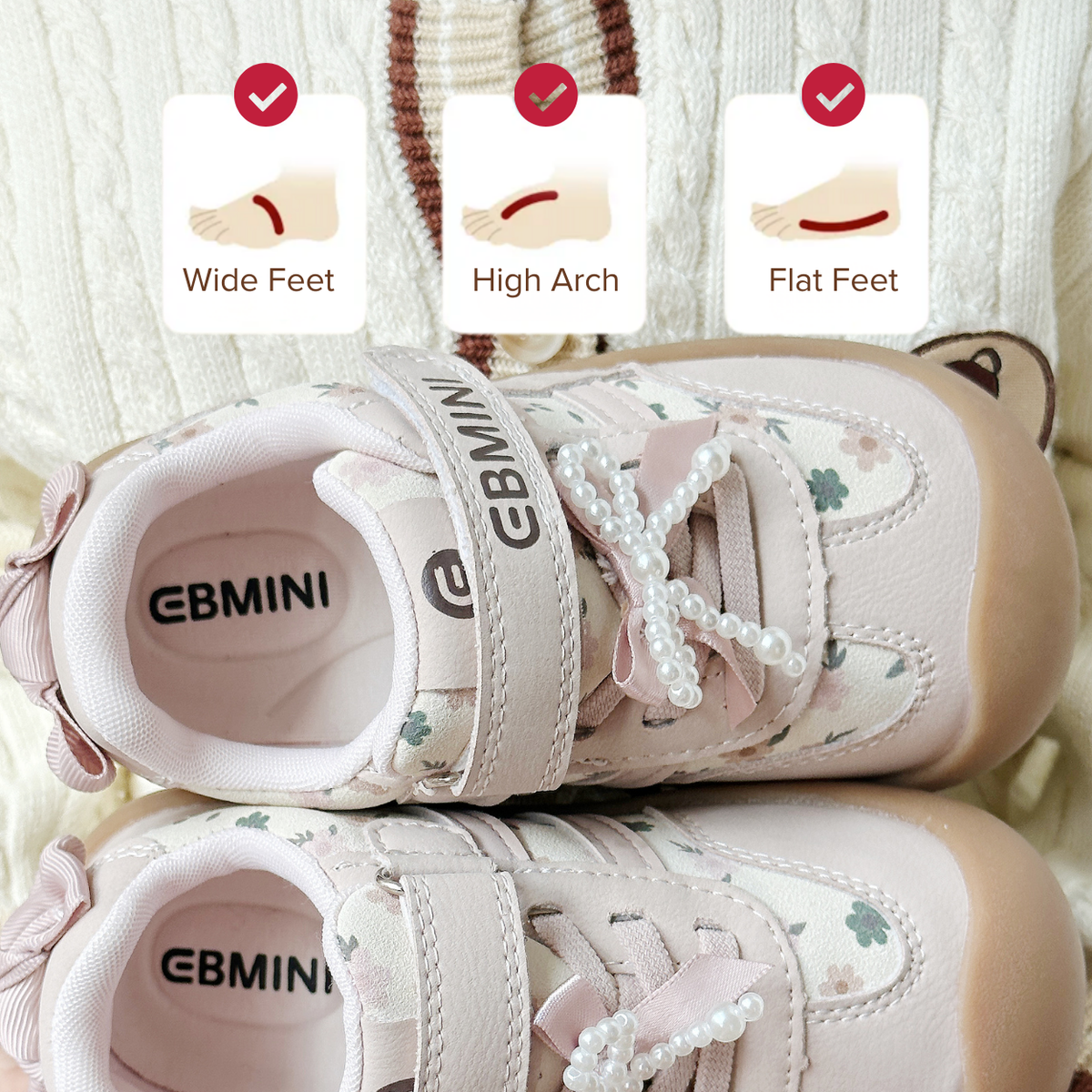 Floral Pearl Wide Toe Sneaker