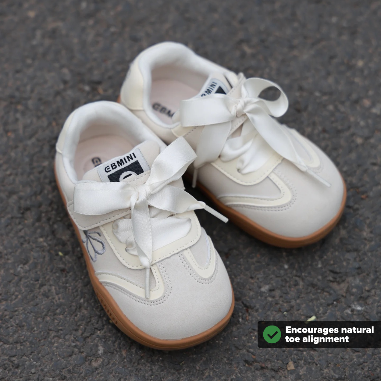 Blush Wide Toe Ribbon Sneakers