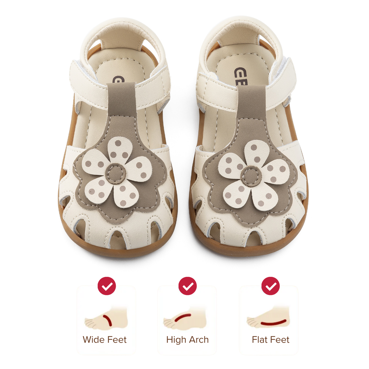 Flora - Barefoot Leather Flower Sandal - Girls